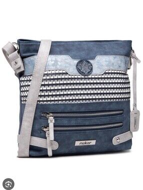Rieker Women's Gray Crossbody Bag with Metallic Accents